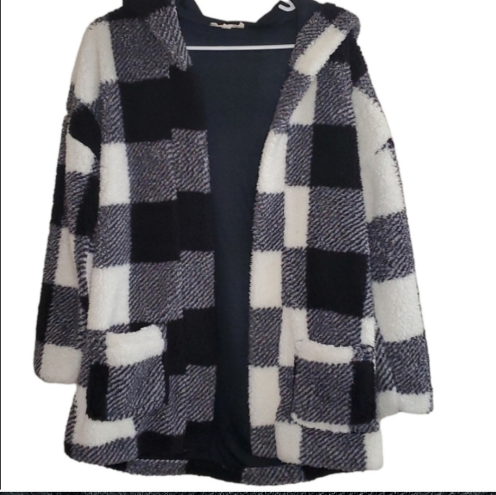 Plaid Hooded Teddy Jacket